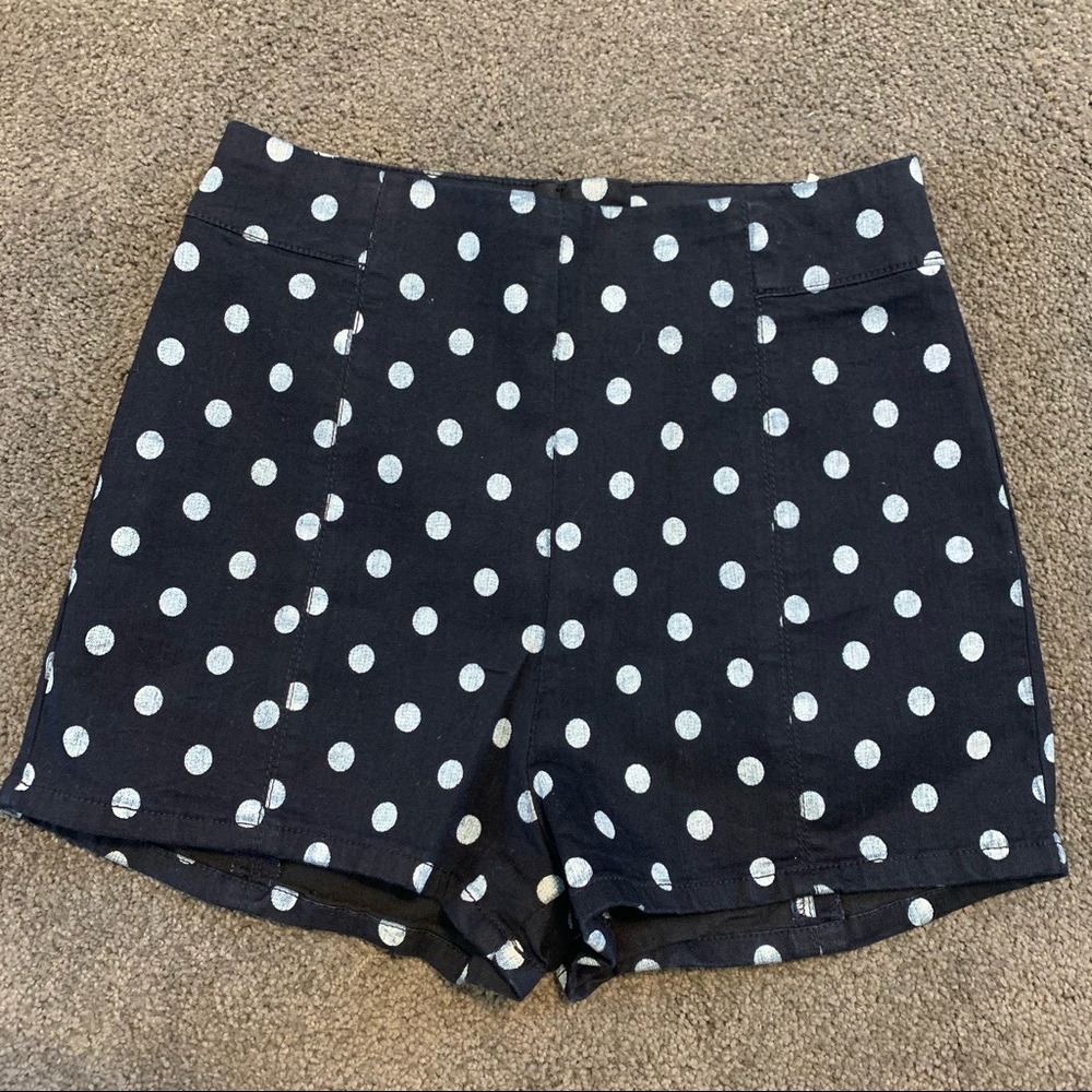 Kimchi Blue high waisted denim short w/ polka dot